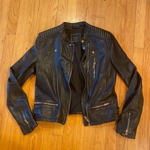 Black Zara biker faux leather jacket